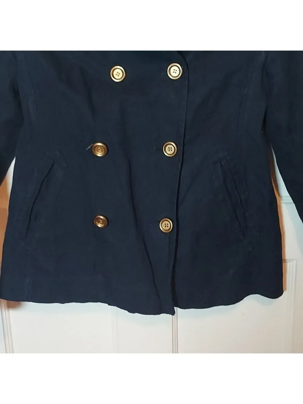 J Crew Metallic Denim Double Breasted Peacoat Size 6